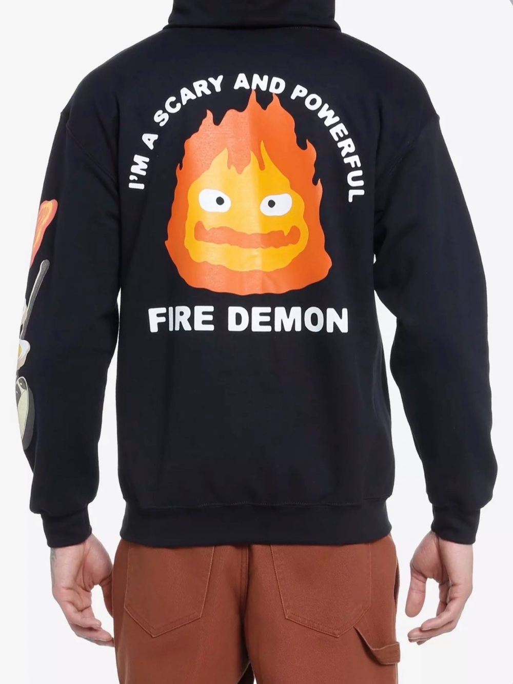 Hot Topic Studio Ghibli Howls Moving Castle Calcifer Breakfast Full Zip Hoodie